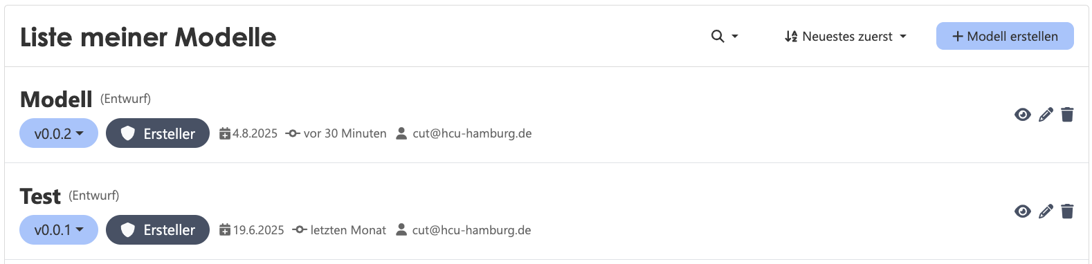 ListeMeinerModelle